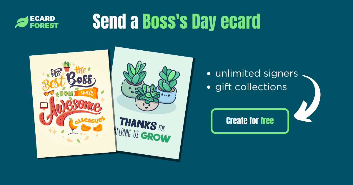 Banner showing how to send a digital boss day card