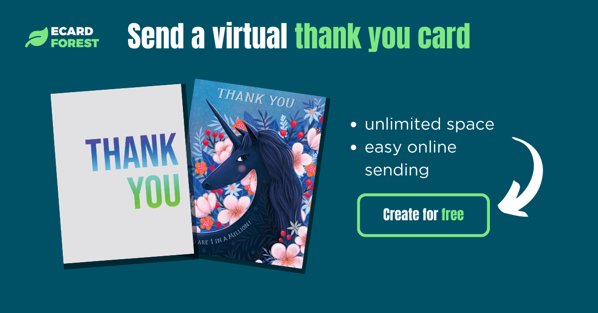 Banner showing how to send a virtual thank you card