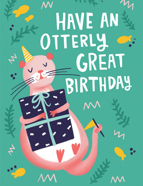 group-ecard-otter-birthday-card
